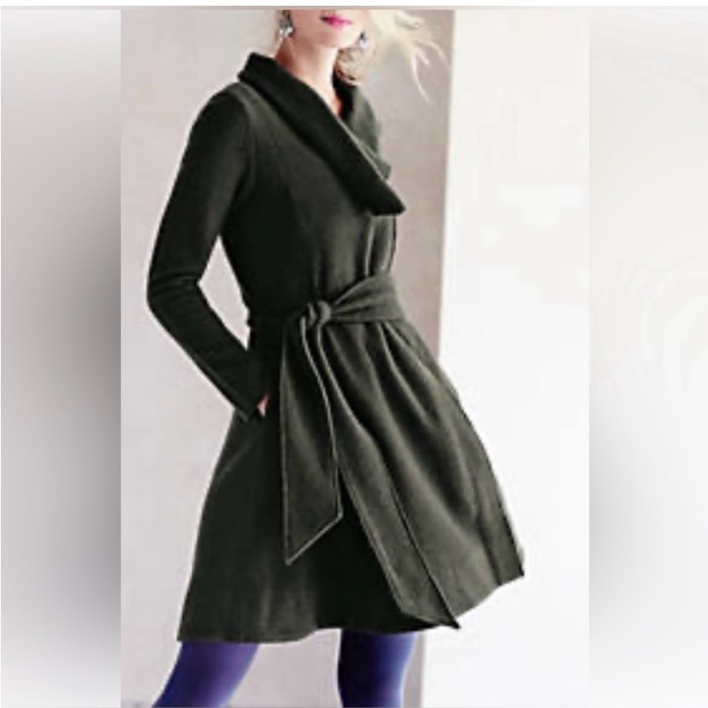 Anthropologie Olive Green Belted Coat